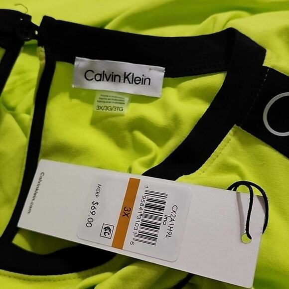 Calvin Klein Women's Shoulder LOGO Shorts ROMPER Lime Lime Green plus size 2X 3X - Picture 13 of 13